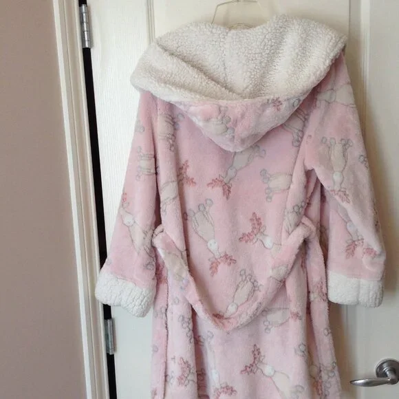 La Vie en Rose Women's Size M Hooded Bathrobe Housecoat Plush Bath Robe - Picture 4 of 10